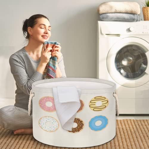 Donuts Depolama için Büyük Yuvarlak Sepetler Kulplu çamaşır Sepetleri Banyo Rafları için Battaniye Depolama Sepeti