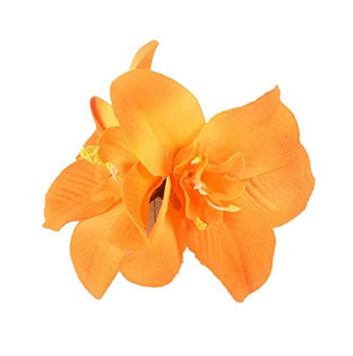 5 ADET Büyük Çift Şifon Orkide Çiçek Bohemian Çiçekler Saç Klipleri saç tokası Gelin saç aksesuarları Tropikal Çiçek
