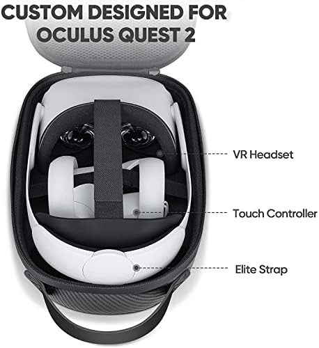 Oculus Quest 2 için SARLAR Sert Taşıma Çantası / Elite Strap Edition / Quest Hafif ve Taşınabilir Koruma, Özel Karbon