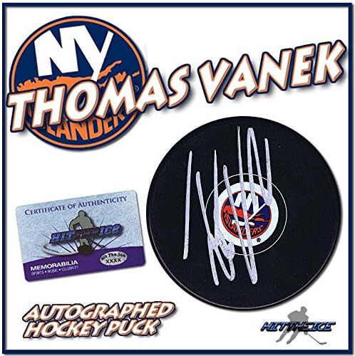 THOMAS VANEK, NEW YORK ADALILARI Hokey Diskini COA ile İmzaladı * YENİ * 5-İmzalı NHL Diskleri