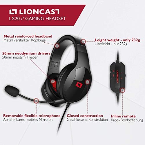 Lioncast LX20 Yüksek Uyumlu USB Oyun Kulaklığı – Çıkarılabilir Mikrofonlu Oyun Kulaklıkları-Özellikle Playstation