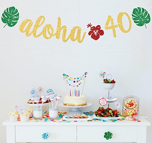 Aloha 40 Afiş, Aloha Parti Süslemeleri, Tropikal Luau Doğum Günü Partisi Süslemeleri için Hawaiian 40. Doğum Günü