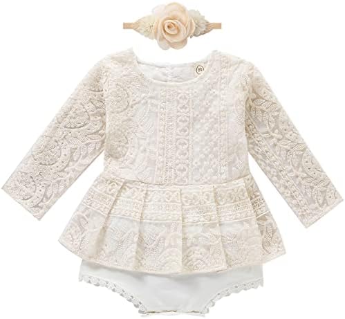 Yenidoğan Bebek Bebek Kız Boho Dantel Romper Elbise Toddler Çiçek Dantel Uzun Kollu Tulum Bodysuit Prenses Güz Kıyafet