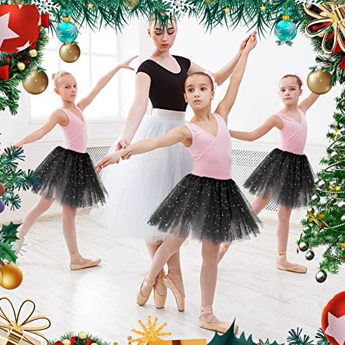 WLLHYF Kız Tutu Etekler, 3 Katmanlar Tül Pullu Yıldız Bale Dans Tutu Etek Prenses Noel Etek Kız Toddler 2-8 Yıl