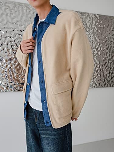 OSHHO Ceketler Kadın - Erkek Kontrast Trim Damla Omuz Ceket Tee Olmadan (Renk: Haki, Boyut: X-Large)
