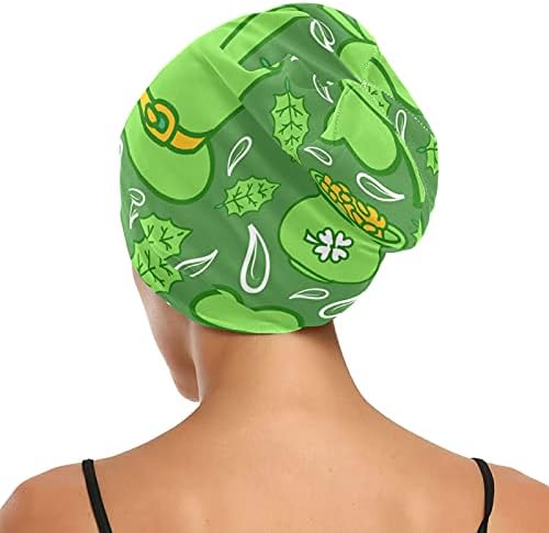 Kafatası Kap Uyku Kap Çalışma Şapka Bonnet Beanies Kadınlar için Para Yeşil St Patrick Günü Uyku Kap Çalışma Şapka