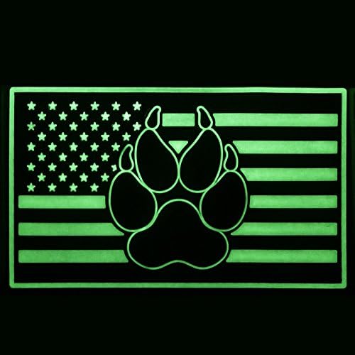 Glow Koyu ABD Amerikan Bayrağı K-9 Paw Köpek Handler GITD Moral PVC Kauçuk Kanca