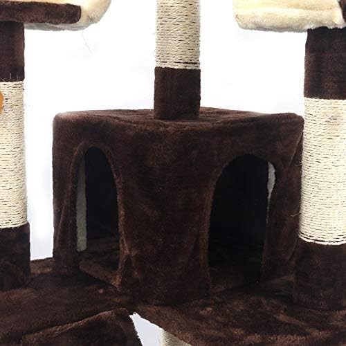 66 Kahverengi Kedi Ağacı Oyun Evi Kulesi Kınamak Mobilya Scratch Post Sepeti