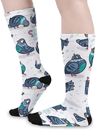 Komik Güvercinler Baskılı Renk Eşleştirme Çorap Atletik Diz Yüksek Çorap Kadın Erkek için