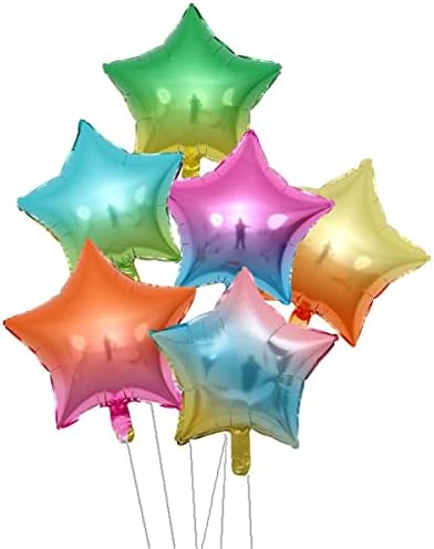SZXXZZMY TEŞVİK 18 Çeşitli Degrade Renk Yıldız Şekilli Balonlar 6 çeşit Gökkuşağı Parti Folyo Balonlar, Folyo Balon