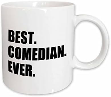 3dRose Gelmiş Geçmiş en iyi Komedyen-Stand - Up ve Komedi Mesleği Hediyeleri-Siyah Metin iki tonlu Kupa, 11 oz