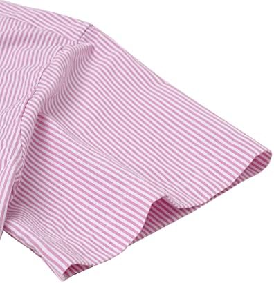 Alimens ve Nazik erkek Kısa Kollu Oxford Gömlek Düzenli Fit Düğme Aşağı Yaka Gömlek cepli