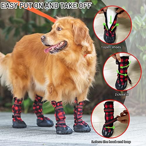 JVVGPET köpek çizmeleri Orta Büyük Köpekler için-yürüyüş batonu Koşu için Kış Sıcak Köpek ayakkabıları-Su Geçirmez