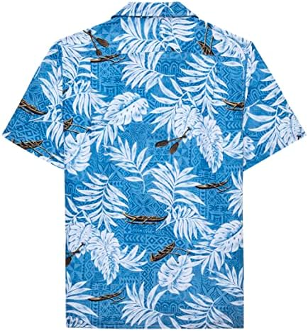 LOKUBATON Rayon Erkek Hawaii Gömlek Düzenli Fit Kısa Kollu Hawaii Gömlek Erkekler için Ön Cepli