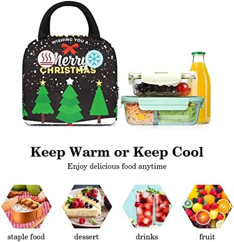 Noel Ağaçları Kış Kar Gece Boya Öğle Yemeği Çantası Yalıtımlı yemek kabı Piknik Çantası Açık Okul Seyahat Gıda Konteyner