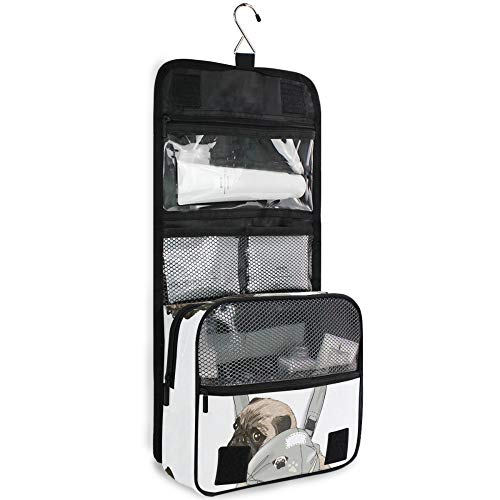 ALAZA Pug Köpek Arka Taşıyıcı W / Alıntı Seyahat makyaj çantası Asılı Çok Fonksiyonlu Kozmetik Çantası Taşınabilir