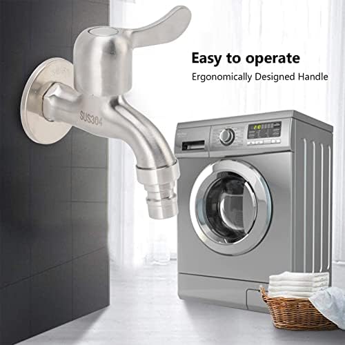Çamaşır Makinesi Musluk, G1 / 2in Duvara Monte Musluk Paslanmaz çelik banyo lavabosu Tek Soğuk Su Dokunun Çamaşır