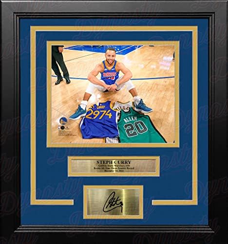Steph Curry 3 Noktalı Kayıt Formaları Golden State Warriors 8 x 10 Çerçeveli Basketbol Fotoğraf Kazınmış İmza