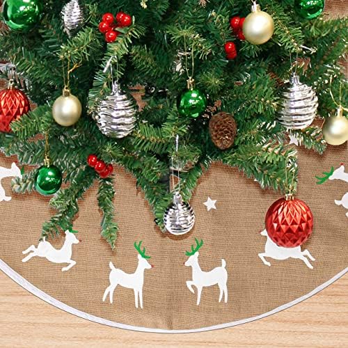 Joıedomı Noel Ağacı Etek, 36 Noel Rustik Çuval Bezi Ren Geyiği Ağacı Etek Dekorasyon için Noel Ev Tatil Mevsimsel