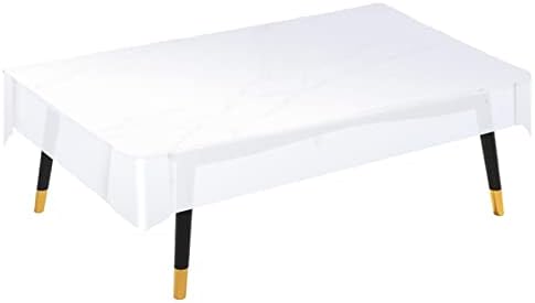 BTYOLFUP 10 adet Premium Beyaz Plastik Masa Örtüsü Dikdörtgen Masa için 54 x 108, Zarif Plastik Masa Örtüsü Örtüsü,