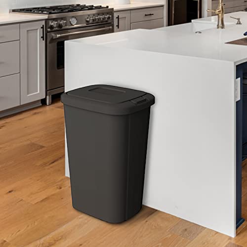 Dokunmatik Kapaklı 13 Galonluk Plastik Mutfak Çöp Tenekesi-Güçlü ve Dayanıklı Siyah Malzeme