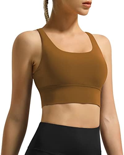 AVGO Longline Strappy Spor Sütyen Kadınlar için Criss Çapraz Geri Kablosuz Yastıklı Yoga Sutyen Egzersiz Tank Top