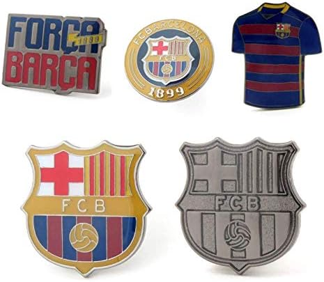 Barcelona-Takım Pimi Seti (5 Adet) - Yönetici Pimi, Takım arması pimi, Ev Forması Pimi, Forca Barca Pimi ve 1899 Logo