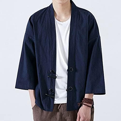Erkek Ceket Moda Erkekler Japon Yukata Rahat Ceket Kimono Dış Giyim Pamuk Vintage Gevşek Üst Ceketler