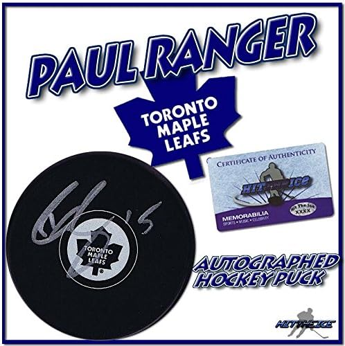 PAUL RANGER, TORONTO MAPLE LEAFS Hokey Diskini COA 2 ile İmzaladı - İmzalı NHL Diskleri