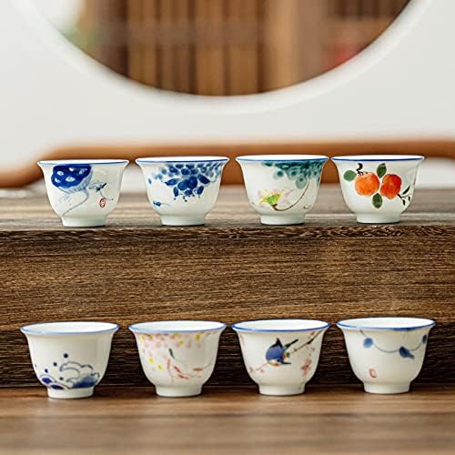 DODOUNA 3 Adet Japon Tarzı Seramik El Boyalı Ana çay bardağı Ev Içecek Gereçleri çay seti Beyaz Porselen El Yapımı