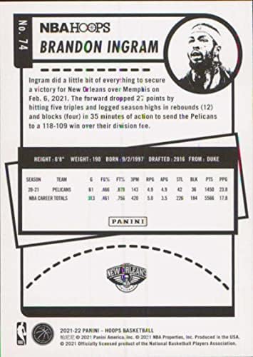 BRANDON INGRAM 2021-22 Panini Çemberleri 74 NM + - MT + NBA Basketbol Pelikanları