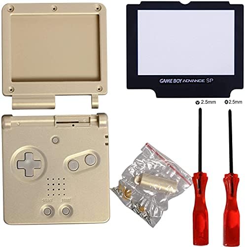 Yedek Tam Konut Shell Kılıf Kapak Düğmesi Seti Nintendo Gameboy Advance SP için GBA SP Denetleyici (Altın)
