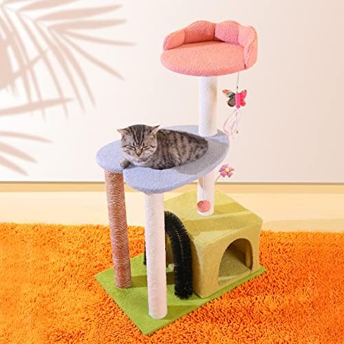 XFMMDYJR Çiçek Kedi Ağacı Kulesi-Sisal Tırmalama Direkli Kapalı Kediler için Kedi Ağacı ve Hamaklı Sevimli Kedi Ağacı,
