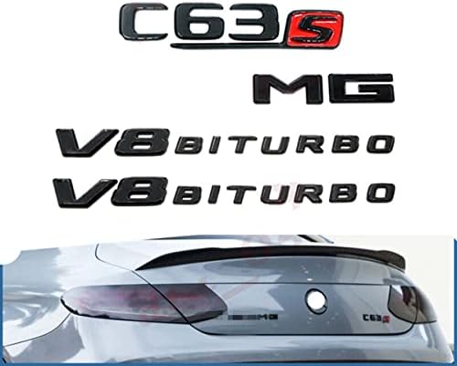 OLPAYE Parlak Siyah C63S + MG + V8 BITURBO Amblem Rozeti Seti Mercedes W205 OEM