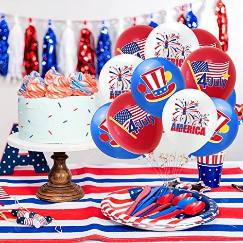 40 ADET 12 İnç 4 Temmuz Balonlar, Amerikan Bayrağı Vatansever Lateks Balonlar, Bağımsızlık Günü için kırmızı Beyaz