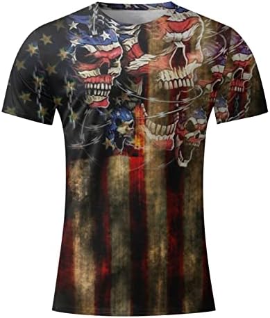 UBST Erkek Vatansever Asker kısa kollu tişörtler, 4th Temmuz Amerikan Bayrağı Grafik Üstleri Yaz Kas Slim Fit Tees