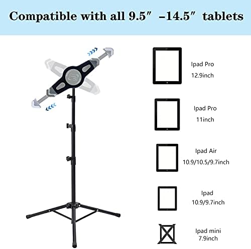 Tırmık Katlanabilir Zemin iPad Tablet Tripod Standı Yüksekliği Ayarlanabilir 25 ila 60 İnç Tablet Tripod Dağı iPad
