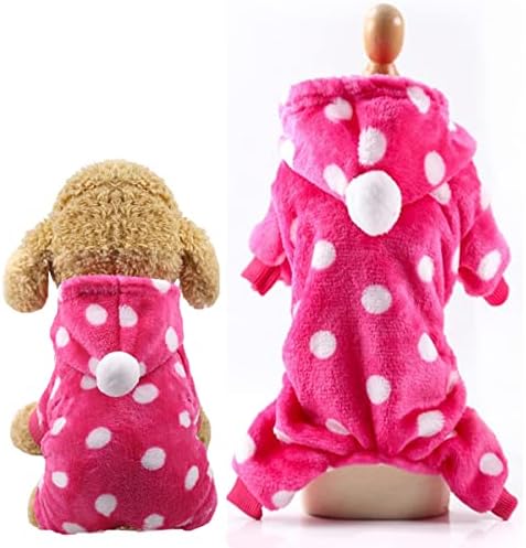 Köpek Pijamas için Küçük Köpek Kız Erkek Polka Dot Gökkuşağı Flanel Köpek Pijama ile Hoodie Köpek Jammies Sıcak Köpek