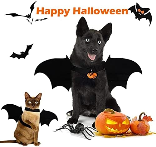 YXBQueen Köpek Kostüm Cadılar Bayramı Pet Cadılar Bayramı Cosplay Elbise Küçük Köpekler için Yarasa Kanatları Kedi