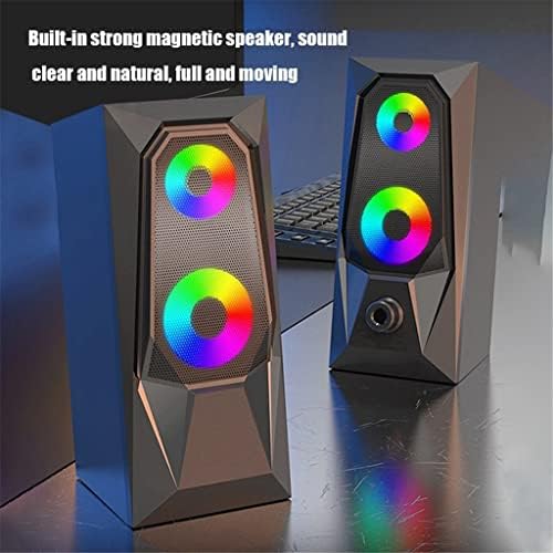 CZDYUF Bilgisayar Hoparlör Bilgisayar Hoparlör 7 Renk LED Etkisi Ses Aydınlık RGB Masaüstü Bilgisayar Ses