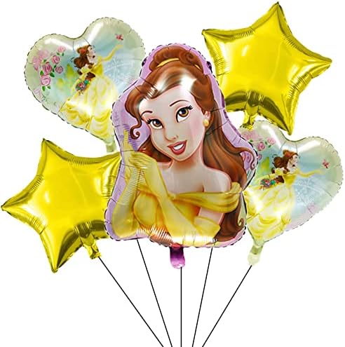 KAREENA 5 ADET Disney Prenses Belle Mylar Balonlar kız Doğum Günü Bebek Duş Prenses Temalı Parti Süslemeleri