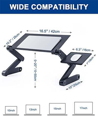 N / A Ayarlanabilir Alüminyum dizüstü bilgisayar masası yatak masası Taşınabilir Dizüstü Standı Tepsisi çekyat (Renk: