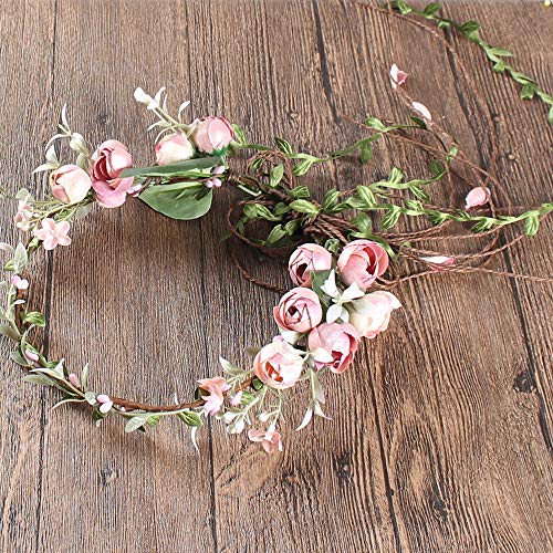 Gül Çiçek Kafa Bandı Çiçek Yaprak Taç Saç Bantları Yapraklar Berry Asma Çelenk Kadınlar Düğün Gelin Saç Çember Boho