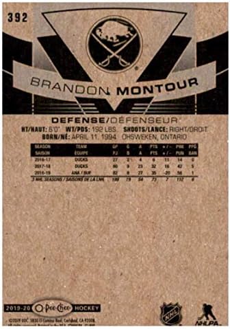 2019-20 O-Pee-Chee 392 Brandon Montour Buffalo Sabres NHL Hokey Ticaret Kartı