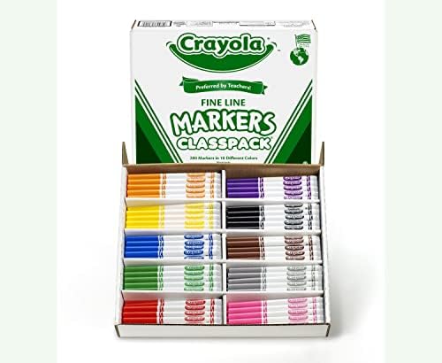 Crayola 240 Ct Renkli Kalem Sınıf Paketi, Crayola 200 Ct İnce Çizgi İşaretleyicili 12 Çeşitli Renk (68-8024), 10 Çeşitli