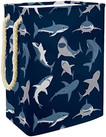 Inhomer Köpekbalığı Koyu Desen Büyük çamaşır sepeti Su Geçirmez Katlanabilir Giysi Sepeti Sepeti Giyim Oyuncak Organizatör,