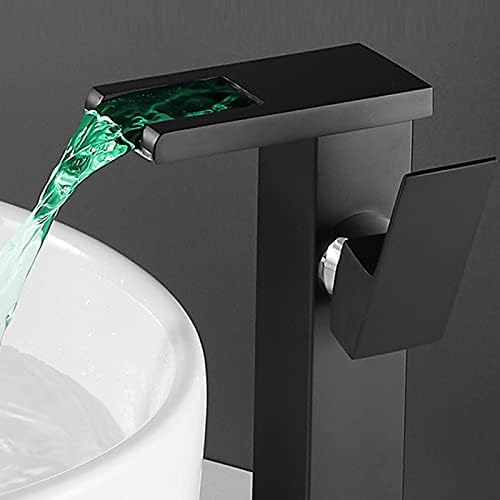 Iki banyo gemi LED musluk 3 renk değiştirme ışık şelale tek kolu tek delik kase lavabo musluğu Vanity lavabo güverte