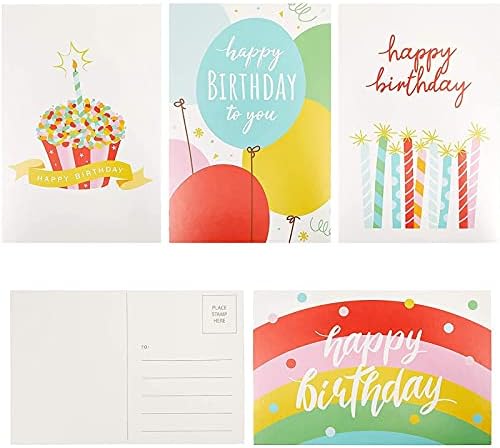 Pipilo Basın Mutlu Doğum Günü Kartpostallar Toplu Set ile 4 Tasarımlar (4x6 İnç, 100 Paket)