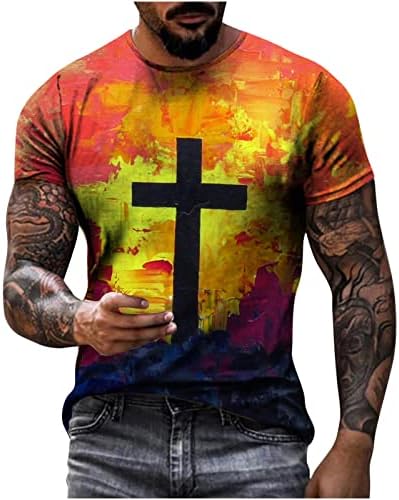 Erkek Moda İsa Çapraz 3D Baskı kısa kollu t-shirt Komik Grafik Tees Tops Hıristiyan Dini İncil T-Shirt