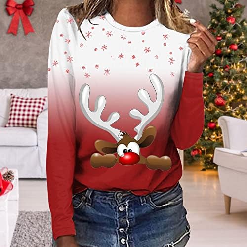 AnnıYA Hafif Hoodies Kadınlar için Scoop Boyun Merry Christmas Tankı Üstleri Yumuşak Genel Wrap Bluz Kadınlar için